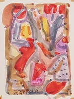 Németh Miklós - Parkban 14 x 10 cm akvarell, papír
