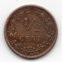 Hollandia 1/2 holland cent, 1891