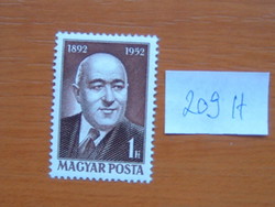 MAGYAR POSTA 1 FORINT 1952 Rákosi Mátyás születésének 60. évfordulója 209H