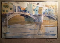 Sződy Szilárd aqvarell Ponte Vecchio híd