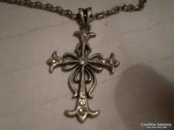 Kristályos antik kereszt nyaklánc