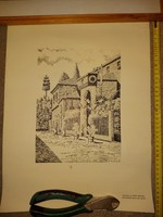 R.Gallardo '83, litográfia, "Restaurante Ruta del Veneta", méret jelezve!