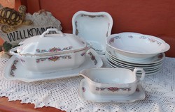 Czech rosy floral incomplete tableware, set, beautiful piece, soup plate, roast, fried, plate