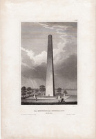 Bunker Hill Monument, acélmetszet 1860, eredeti, 10 x 15, metszet, Amerika, Boston, obeliszk, csata