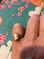 Antik ezüst/?/  Kámea köves kicsi gyűrű