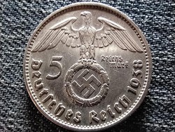 Németország Horogkeresztes .900 ezüst 5 birodalmi márka 1938 A (id41800)