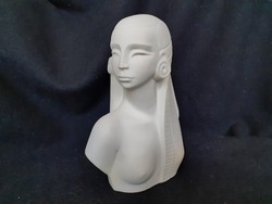 Gyönyörű biszkvit mellszobor, Világhy Árpád - Egyiptomi, hibátlan porcelán szobor
