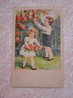 Régi képeslap 1944 gyerekek rózsás levelezőlap