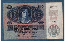 50 Korona 1914 VF+ Deutschösterreich bélyegzés 