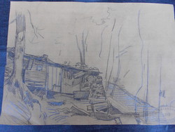 Eredeti Mednyánszky (1852-1919) ceruza rajz, a művész hagyatékából. Jelzett, pecséttel ellátott.