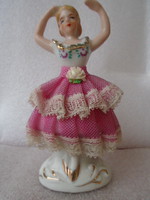 Volkstedt ? csipkés porcelán balerina, 115 mm magas 100% hibátlan vitrin állapotban van nincs csipke