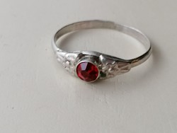 Ezüst, régi piros köves 800-as ezüst (agarfejes 3.) gyűrű 