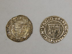 2 db ezüst dénár 1546 és 1615 évből Körmöczbánya (I.Ferdinánd és II. Mátyás)