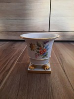 Herendi virágmintás porcelán körmös kaspó, váza