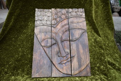 Buddha fej kézi fa faragás 45 x 60,5 cm