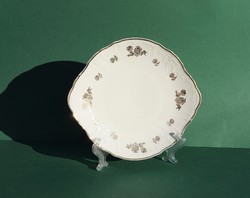 Bernadotte cseh porcelán virág mintás aranyozott kínáló tál süteményes nagy tányér 
