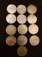 13+5 darab ezüst tartalmú fém 200 forintos