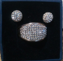 Új! Nagyméretű Ezüst Köves Gyűrű + Ajándék  Köves Ezüst Fülbevaló 