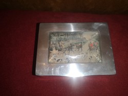 1906-os ezüst doboz vadász jelenetes képpel 