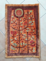 Retro mokett falvédő - ritka kisebb méret - narancs és vörös retro textil falikép