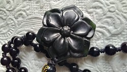 Jade flower pendant with adjustable necklace