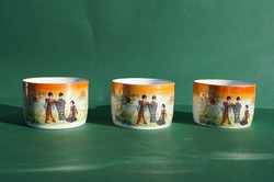 Antik Zsolnay porcelán gésás gésa mintás csészék 3 db egyben