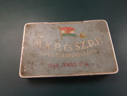 M.K.P.és SZ.D.P.egyesítő kongresszusa 1948 szivarka fém doboz