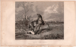 Bukás, acélmetszet 1837, metszet, eredeti, 10 x 13, állat, ló, lóverseny, versenyló, zsoké