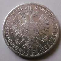 Ezüst 1 Florin 1862 Ferenc József  T1-2 Peremen jelzés KIR