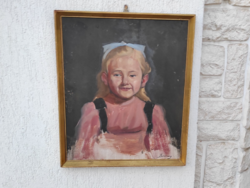 Kislány portré, festmény,jól megfestett ,Bosznay jelzés,vidàm hangulatosb