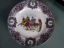 A faience plate about Napoleon's victory made by the Belgian company boch la louviére.