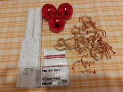 Karácsony - pirosüveg gömbök 6 cm IKEA szalma díszek, színezhető csomagoló papír, ajándék címke
