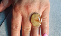 Special silver ring with agate gemstone - new