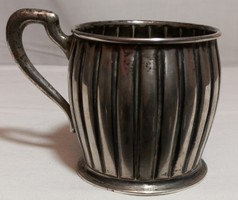 Nagy méretű, jelzett, antik ezüst teás pohártartó, üvegbetét nélkül – 13.