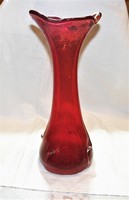 Piros buborékos üveg váza 35,5 cm