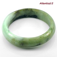 Genuine, 100% natural white-green-black Thai jade bracelet 265.97ct !!! Inner diameter 56mm
