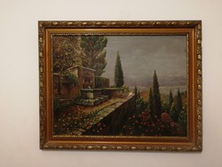 Gulácsy Lajos - Itáliai táj - antik olajfestmény, 1 forintos aukción, garanciával!