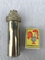 Orvosi üveg fecskendő Eredeti Kígyós fém tartóval - tokkal - injekciós tű - Vintage