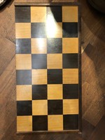 régi, fa, sakk készlet, 42 x 26 cm-es nagyságú, lakberendezéshez.