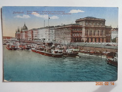 Régi képeslap: Budapest, Dunai látkép a tudományos akadémiával 