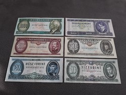 10, 20, 50, 100, 500, 1000 Ft - Régi, papír bankjegyek - Forint sor - régi magyar papírpénzek eladók