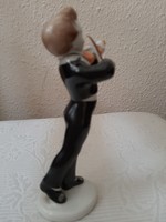 Hegedülő fiú Hollóházi porcelán figura