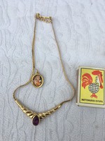 Grosse lilla Szép köves nyaklánc + medál , aranyszínű 