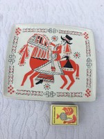 Hollóházi porcelán falitányér tányér - huszár ló - vitéz jelenetes