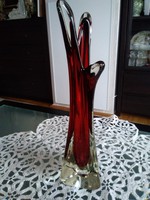 A layered artistic vase in Czech crimson based on the design of Josef Hospodka!