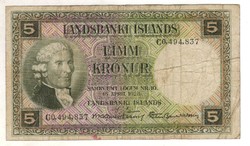 5 kronur 1928 Izland 1. Sorszám előtt "C"