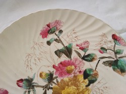 Antik Bonn, virágos fajansz tányér az 1800-as évek végéről