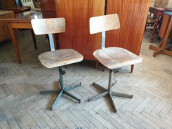 Régi retro ipari industrial fém vázas forgó szék vintage forgószék