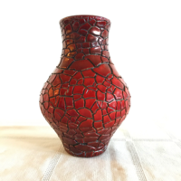 Zsolnay ökörvér mázas repesztett váza- hibátlan 19 cm