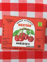 Retro üdítős szörpös üvegcímke - Nektár Meggy Rostos üditő - Zengő Gyöngye MGTSZ - Bogád MSZ